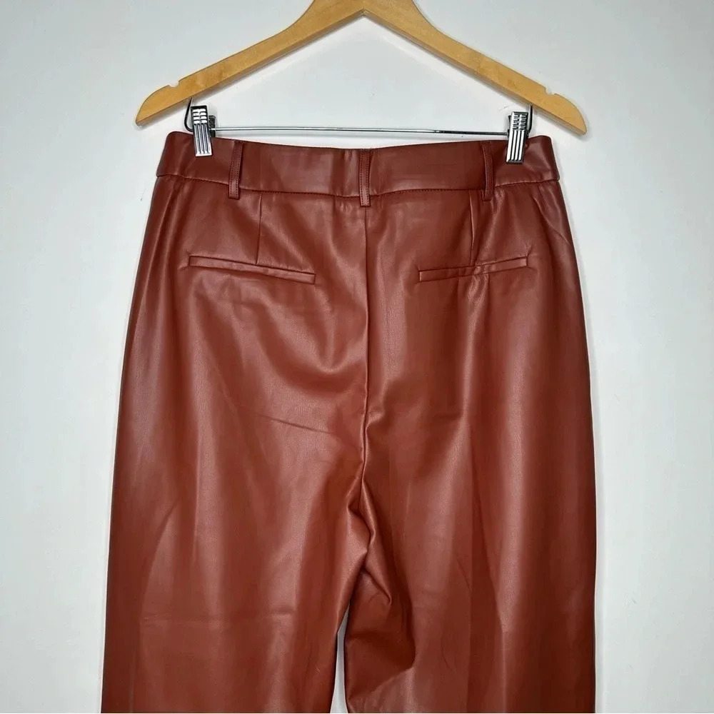 House Of Harlow 1960 NEW! Brown Faux Leather Pants Size 10 - Picture 7 of 8